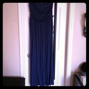 Navy Blue Dress with beige belt